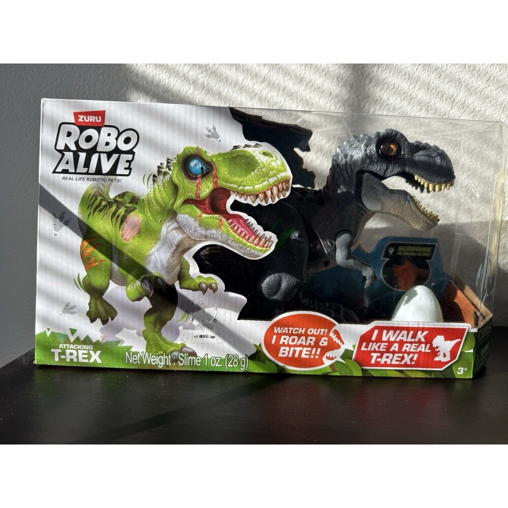 Kids Robo Alive Attacking Grey T-Rex Dinosaur Robotic Toy by Zuru- New & Sealed